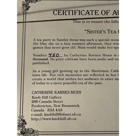 Catherine Karnes Munn Limited Edition Print – Sister’s Tea Party – Signed COA - Picture 8 of 14